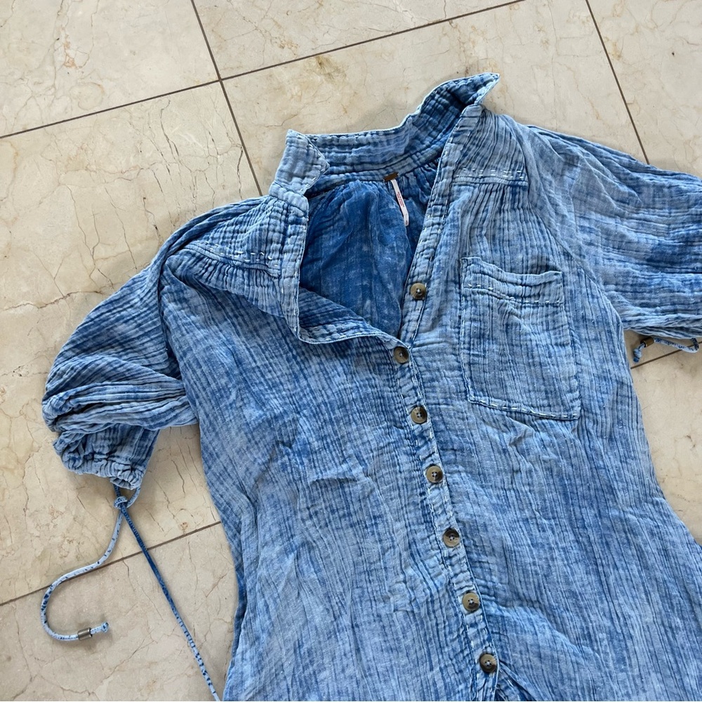 Free People Maxi Chambray Jean Dress Sz Small - Picture 3 of 4